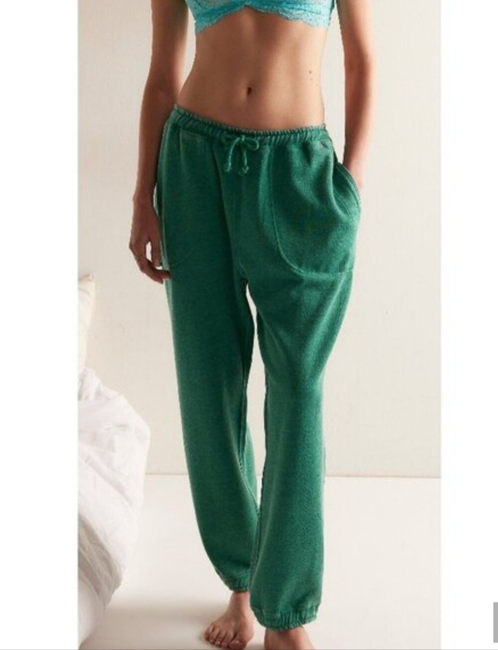 FREE PEOPLE Slow It Down Joggers - Rainforest Moss Green